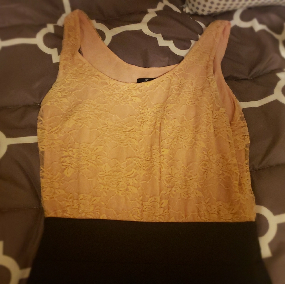 Fitted blush and black dress